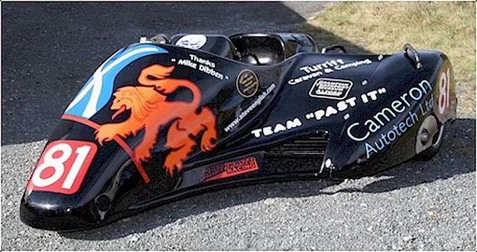 A Cameron Autotech liveried racing sidecar